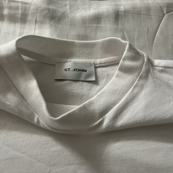 St. John Pre Fall 2022 White Short Sleeve T Shirt Dress 100% Cotton Medium/Large - Picture 5 of 9